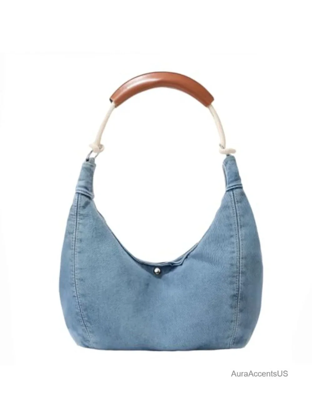 Denim Crescent Shoulder Bag Hobo Purse Half Moon Handbag with PU Canvas Strap